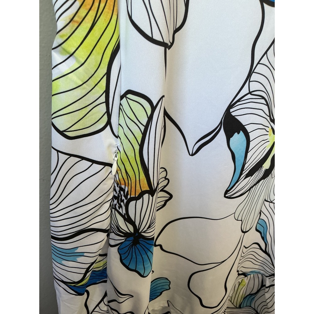 Tail Womens Floral Sleeveless Golf Dress White Blue Yellow Quarter Zip L - Picture 5 of 10
